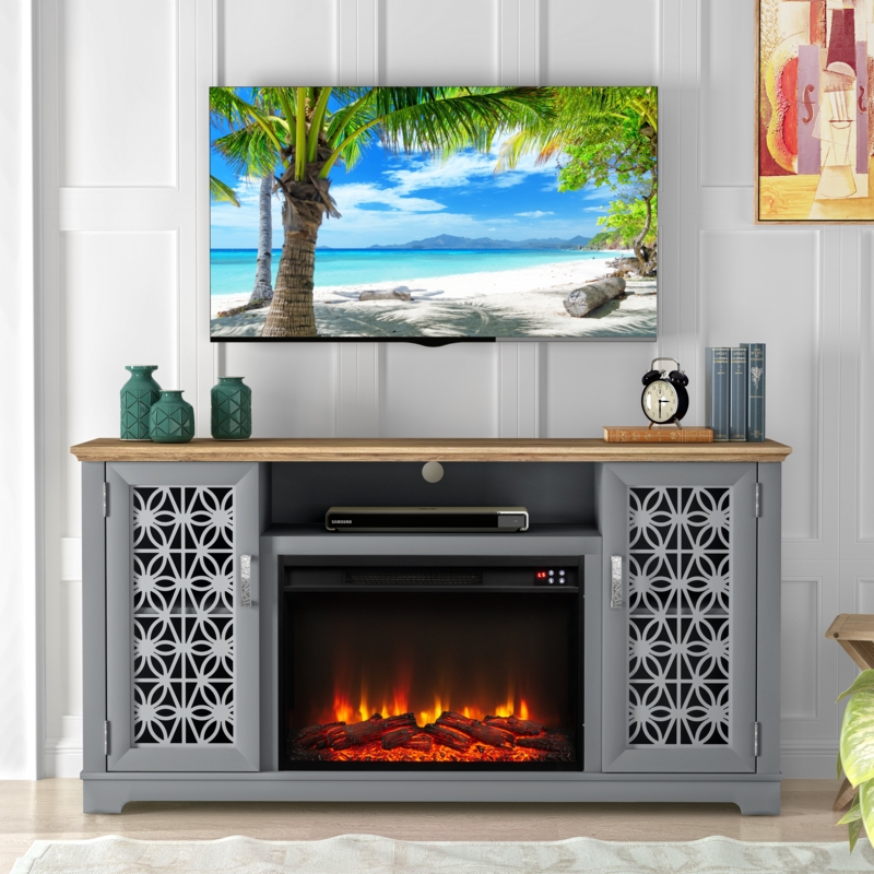 TV Stand for TVs up to 65" with Fireplace Included
