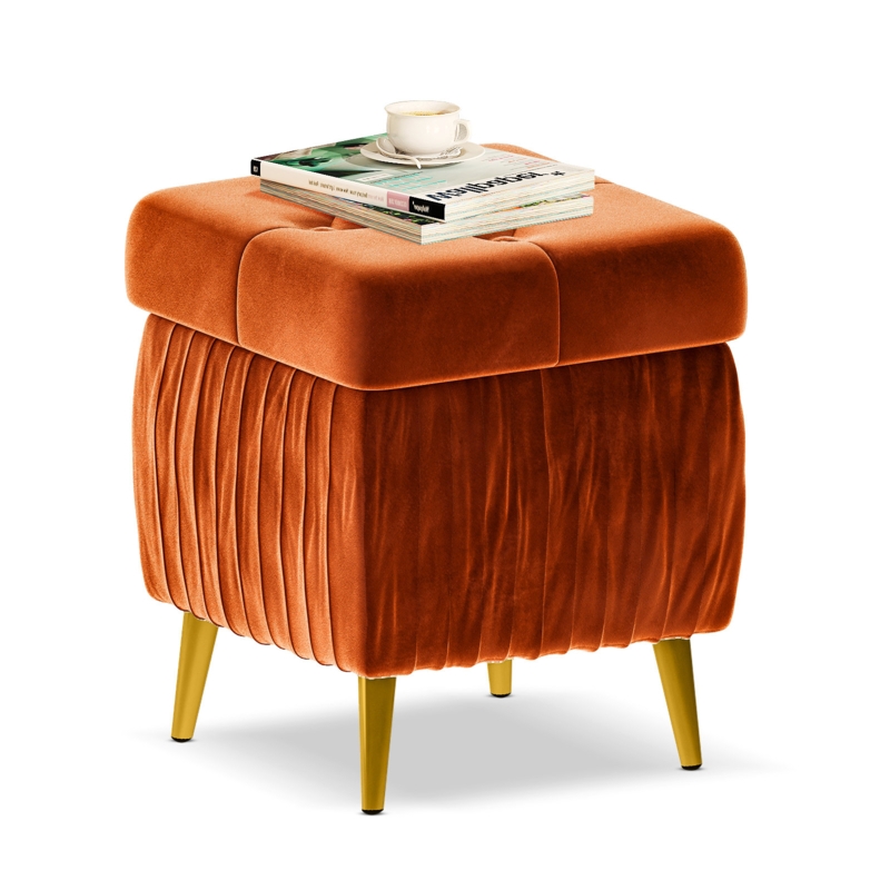 Velvet Storage Ottoman