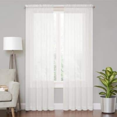 Vue Voile 59 in. W x 84 in. L Sheer Window Curtain in White