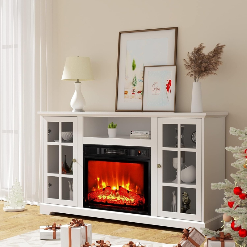 Yazlen 58'' Media Console, Fireplace TV Stand for 65" TV with 23" Electric Fireplace