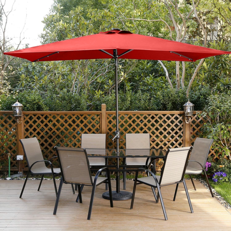 10' x 6'6" Rectangular Lighted Patio Market Umbrella