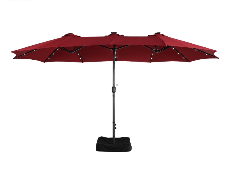 15 ft. W. x 9 ft. D. Rectangular Lighted Market Umbrella with Base and Cover