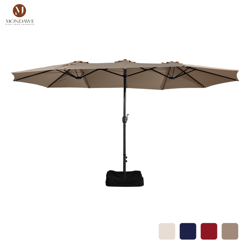 15 ft. W. x 9 ft. D. Rectangular Market Umbrella with Base and Cover