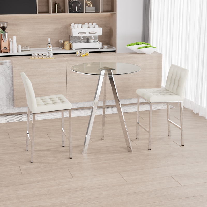 3 - Piece Glass Top Three Leg Dining Set