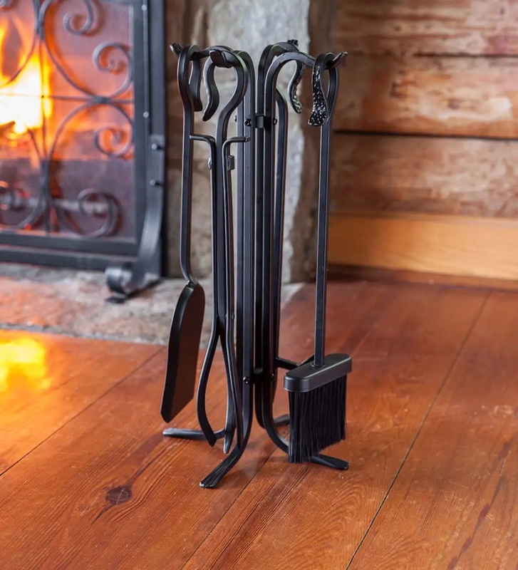 5 Piece Classic Iron Compact Fireplace Tool Set