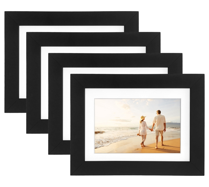 5x7 Picture Frame with Mat for 4x6, Black, 4 Pack