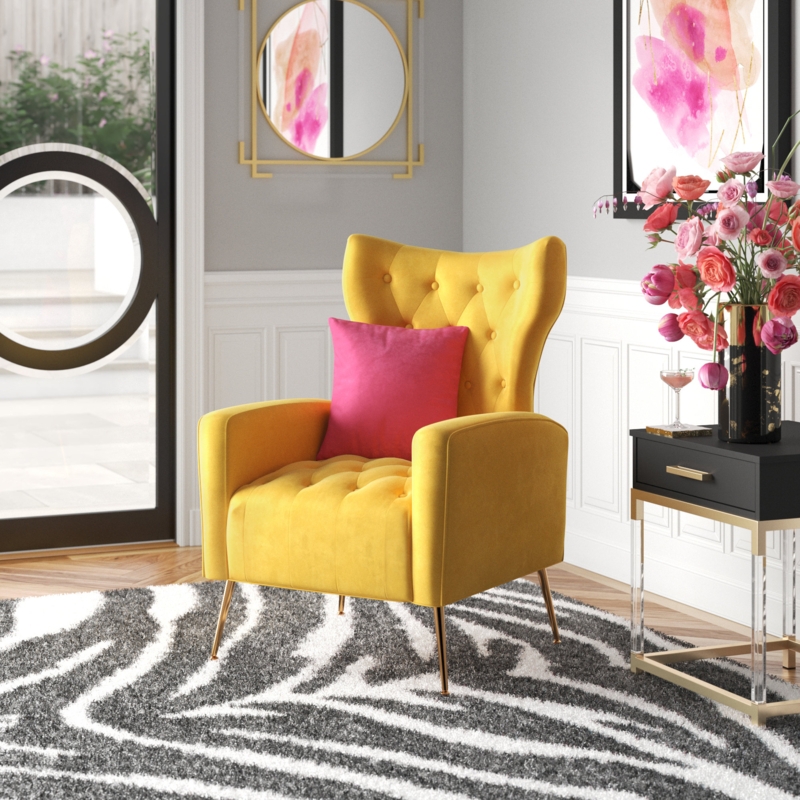 Ackerly Velvet Wingback Chair