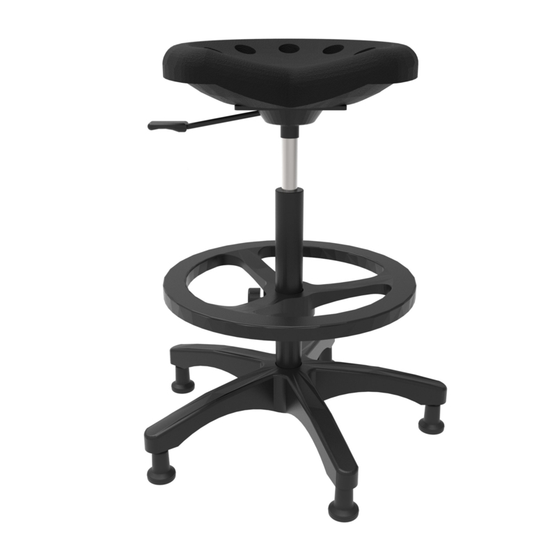 Adjustable Height Ergonomic Lab Stool with Footring Wheels | Foter