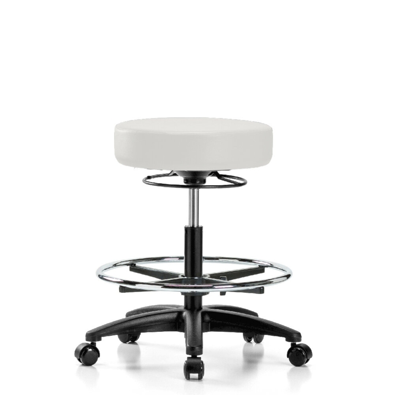 Adjustable Height Lab Stool with Footring Wheels