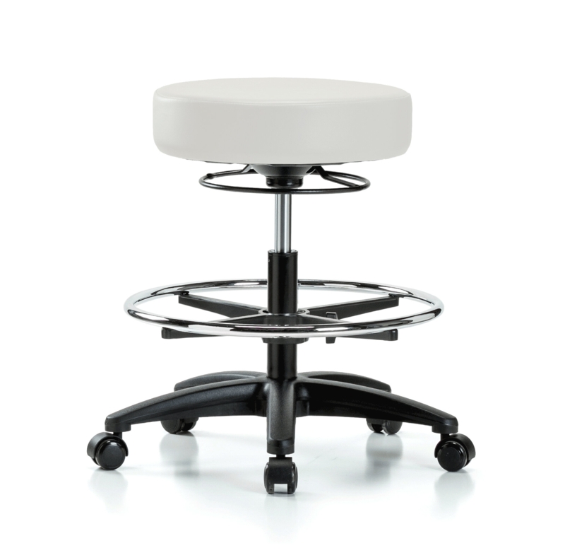 Adjustable Height Lab Stool with Footring Wheels