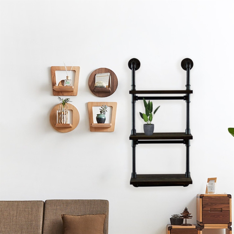 Adylynn 3 Piece Metal Tiered Shelf with Reclaimed Wood