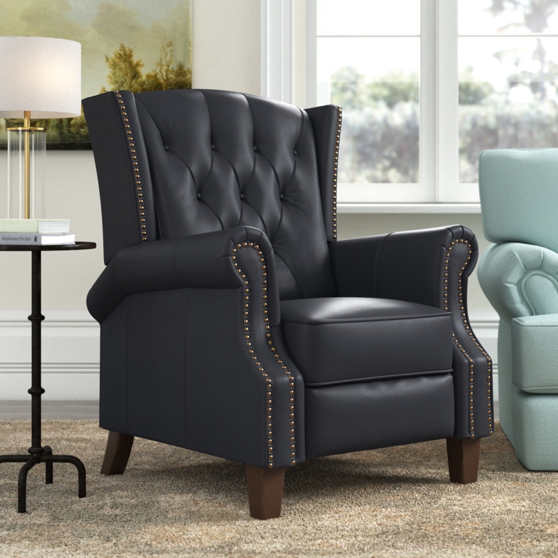 Aisa 33.5" Wide Genuine Leather Manual Recliner