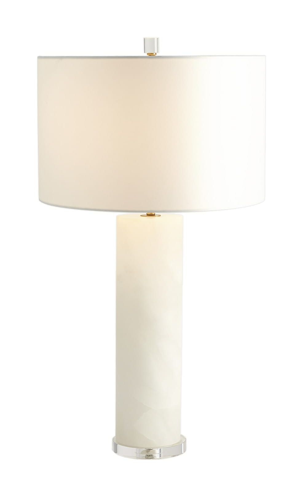 Alabaster Cylinder Table Lamp - Finish: Brass