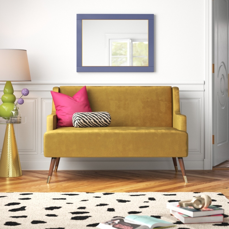 Aliyah 51.18" Velvet Recessed Arm Settee Sofa