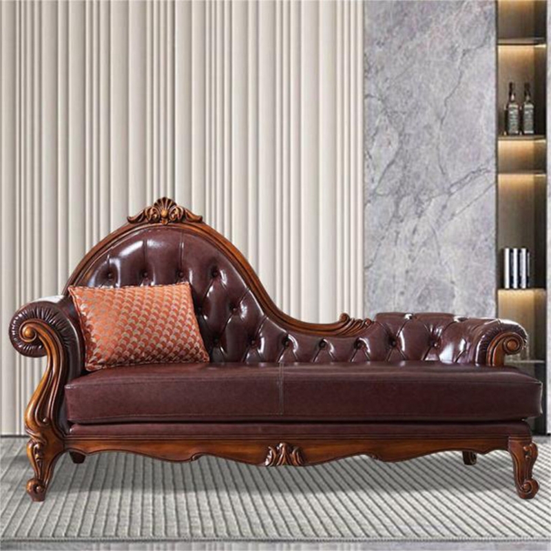 Almudena Leather Chaise Lounge