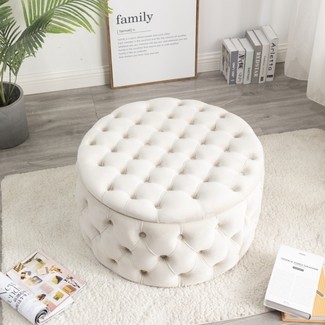 Round Velvet Ottoman - Foter