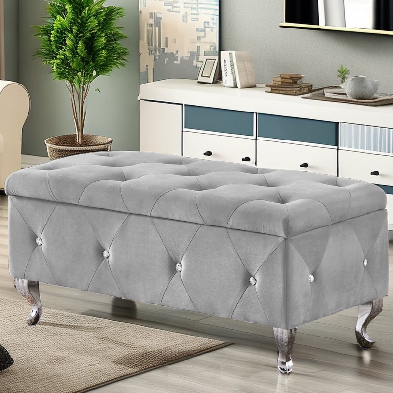 Amyerra Upholstered Flip Top Storage Ottoman Bench
