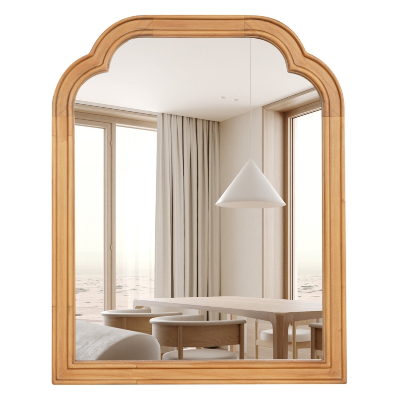 Ancalin Wood Accent Wall Mirror for Bathroom Bedroom Decorative Mirror