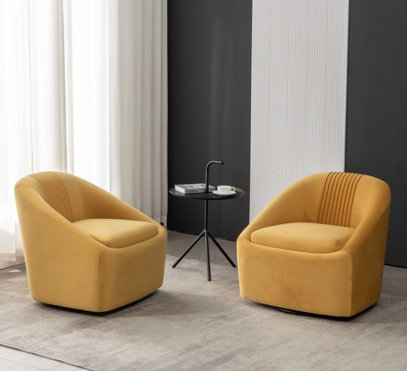 Arrun Velvet Swivel Barrel Chair