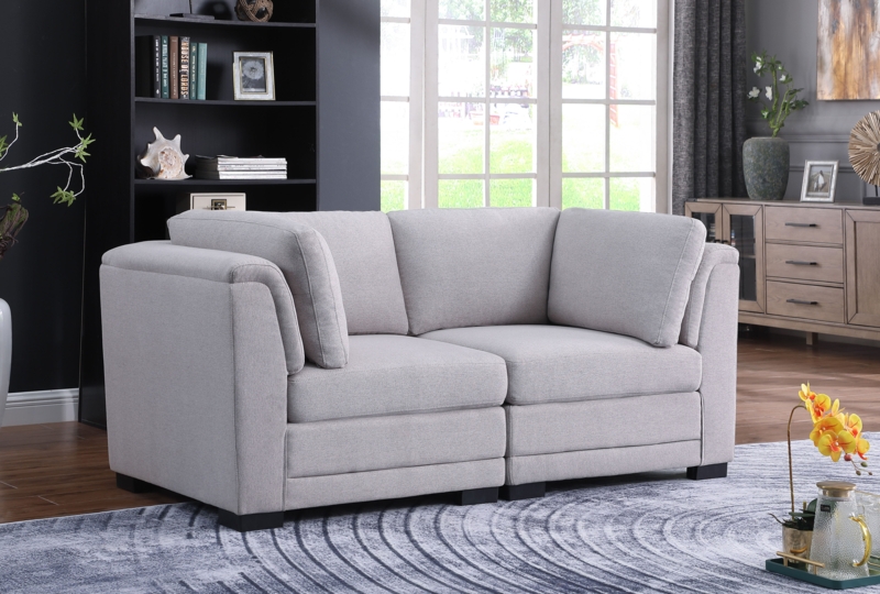 Asraa Kristin Light Gray Linen Fabric Loveseat