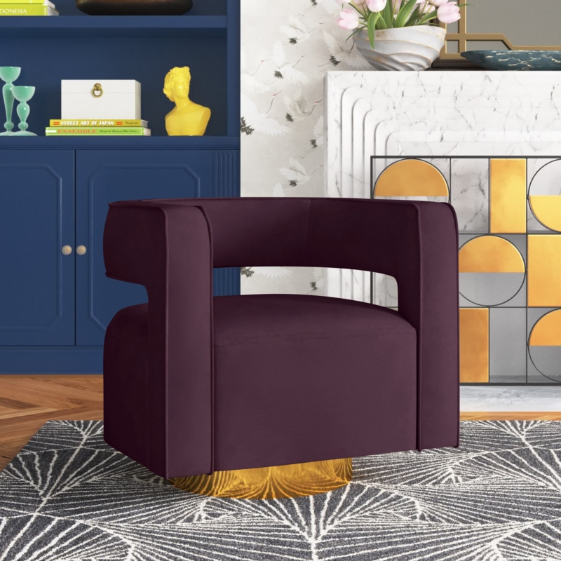 Aysha Velvet Swivel Barrel Chair