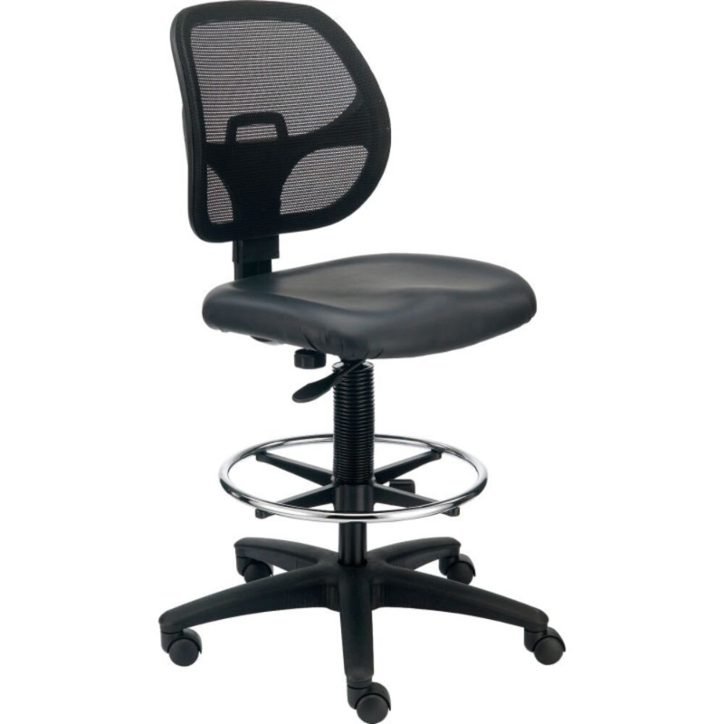 Backed Adjustable Height Ergonomic Lab Stool with Footring Wheels
