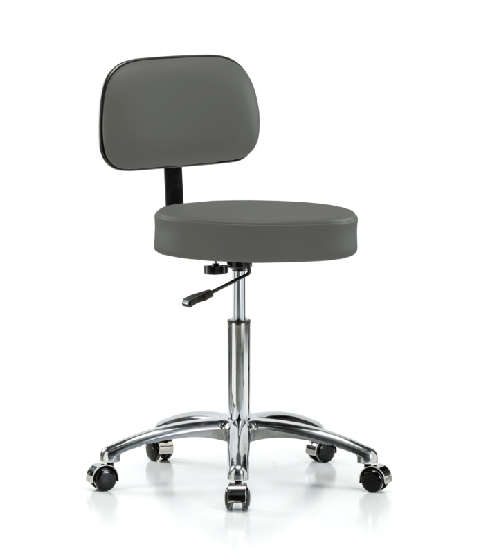 Backed Adjustable Height Ergonomic Lab Stool with Wheels