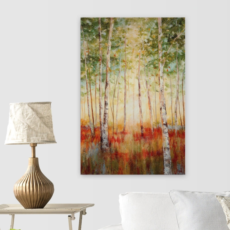 'Birch Woods' by Nan Painting Print on Wrapped Canvas