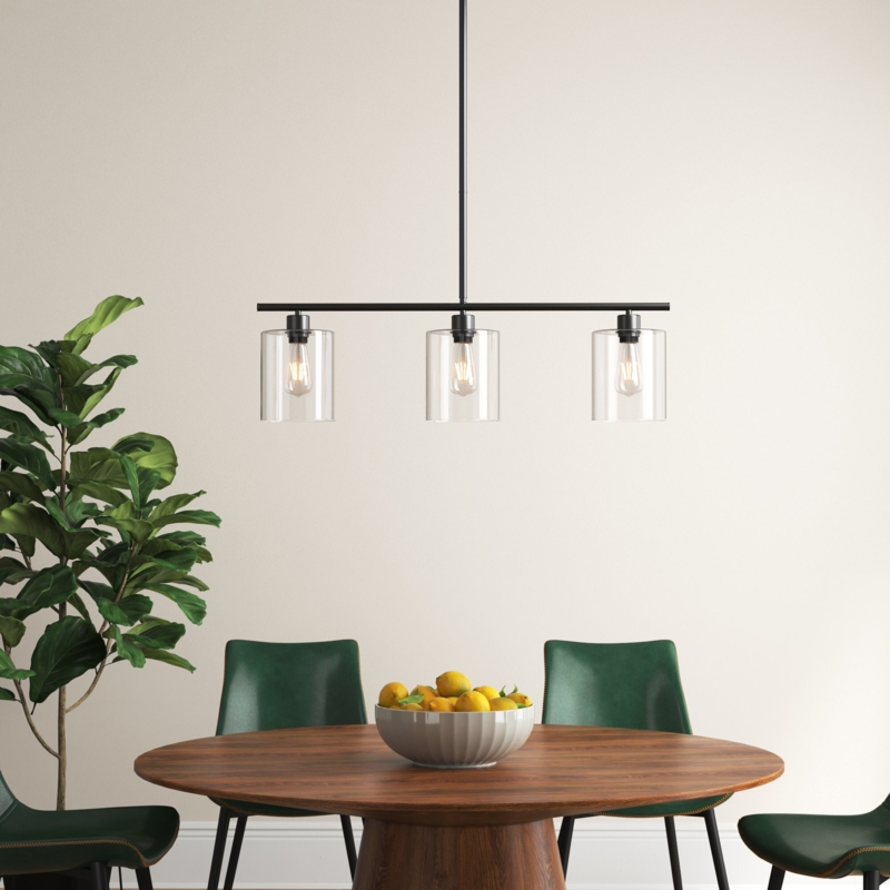 Bly 3 - Light Bulbs Kitchen Island Glass Shade Linear Pendant Light Fixture