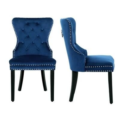 Brooklyn Royal Blue Tufted Velvet Dining Side Chair (Set of 2)