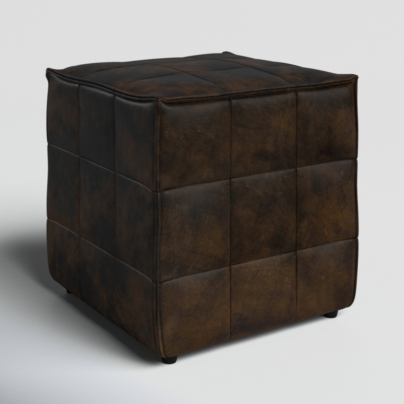 Catrice 18'' Wide Genuine Leather Square Patchwork Cube Ottoman
