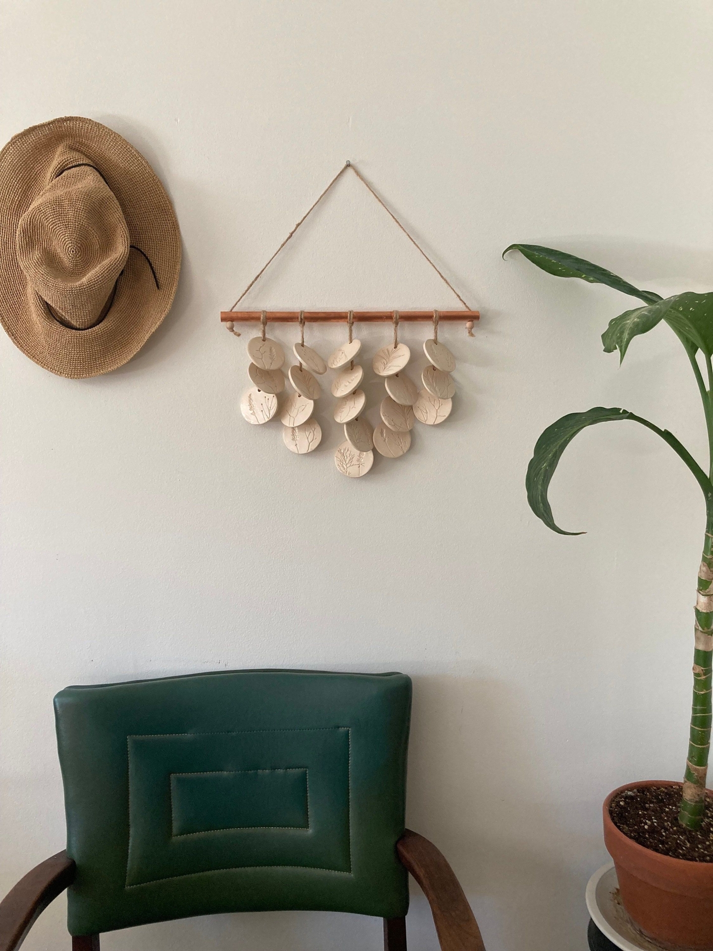 Ceramic wind chime wall hanging, ceramic wall art, ceramic wall decor, handmade ceramic tile wall decorations