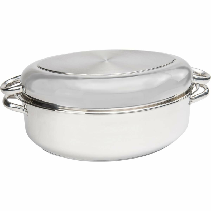 Chef's Secret Precise Heat 14'' Stainless Steel Roasting Pan with Rack