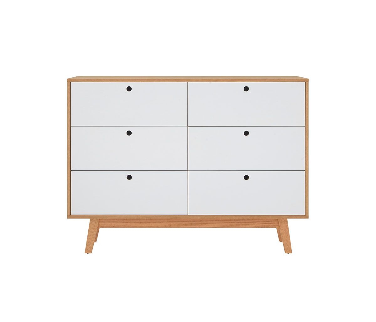 Cmoda Evo encino 6 cajones - Blanco