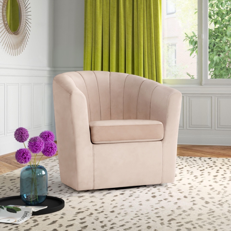 Coeur Velvet Swivel Barrel Chair