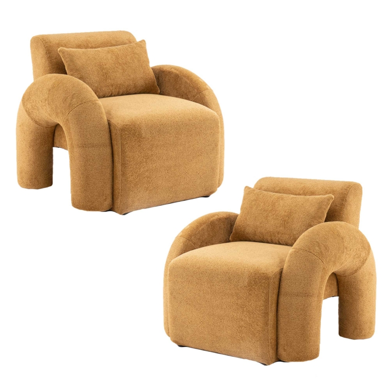 Coleene Full Assembled Fabric Upholstered Armchair Modern Boucle Accent Chair Small Space Chair
