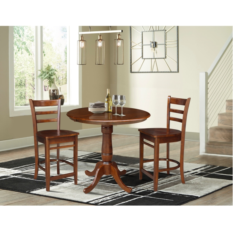 Counter Height Extendable Solid Wood Dining Set