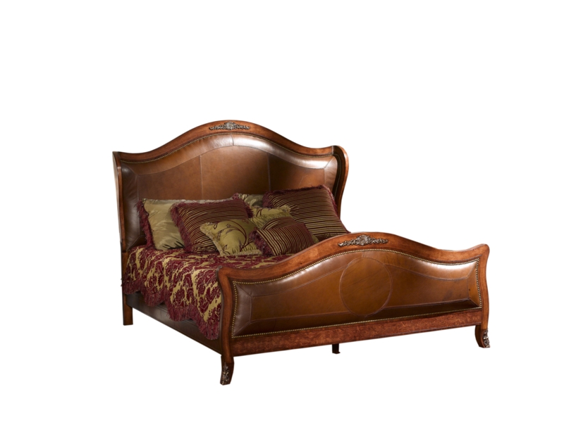 Daishon Leather Wingback Bed