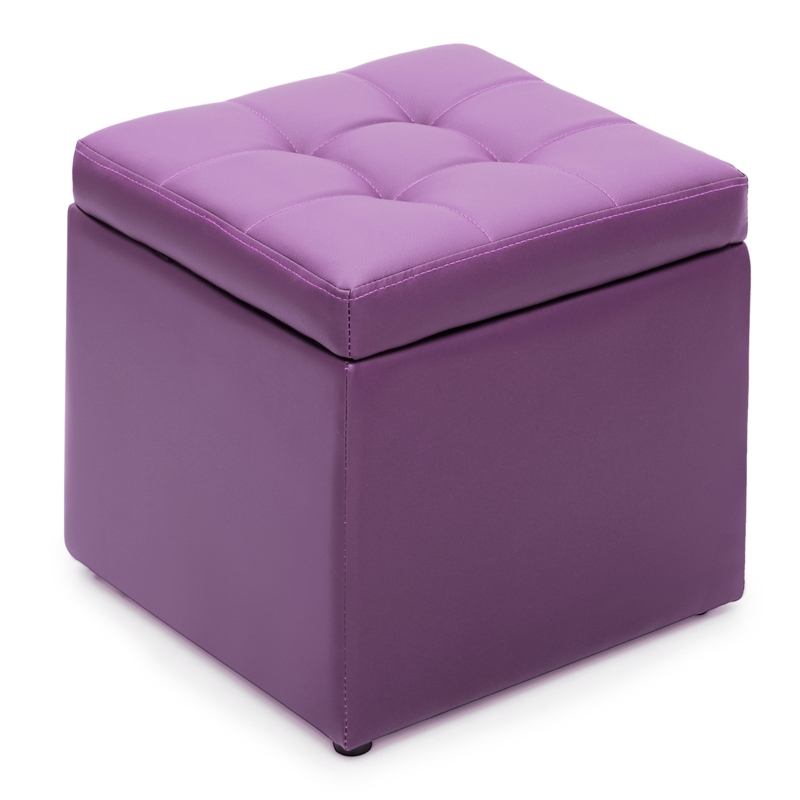 Donabelle Upholstered Leatherette Tufted Cube Footstool Lift Top Storage Ottoman Chest