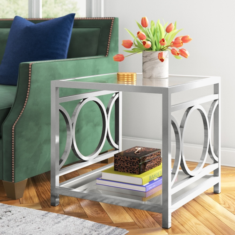 Dontay Glass End Table with Storage