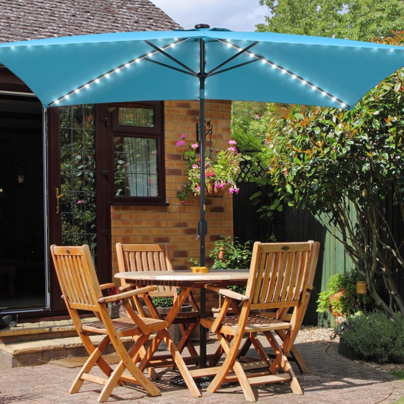 Dorathea 120'' x 84'' Rectangular Lighted Market Umbrella