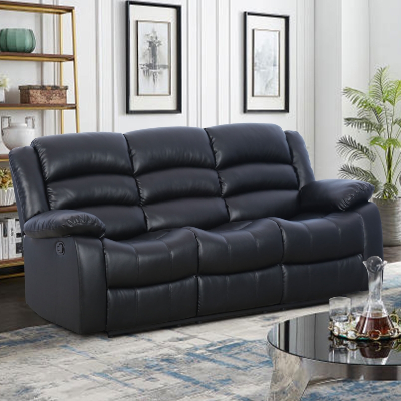 Emryn 82'' Wide Modern and Super Soft Vegan Leather Manual Reclining Sofa with Wide Backrest
