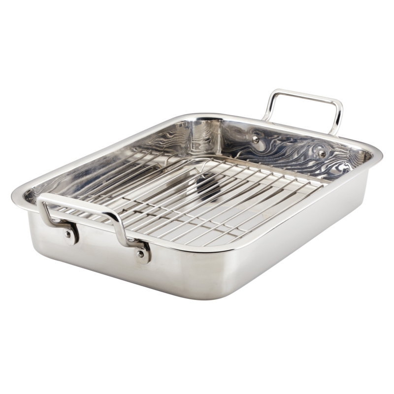 Farberware Classic Traditions Stainless Steel Roaster / Roasting Pan With Rack, 17-Inch X 12.25-Inch, Stainless Steel