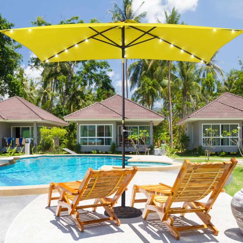Forontenac 10x6.5' Lighted Rectangular Market Umbrella