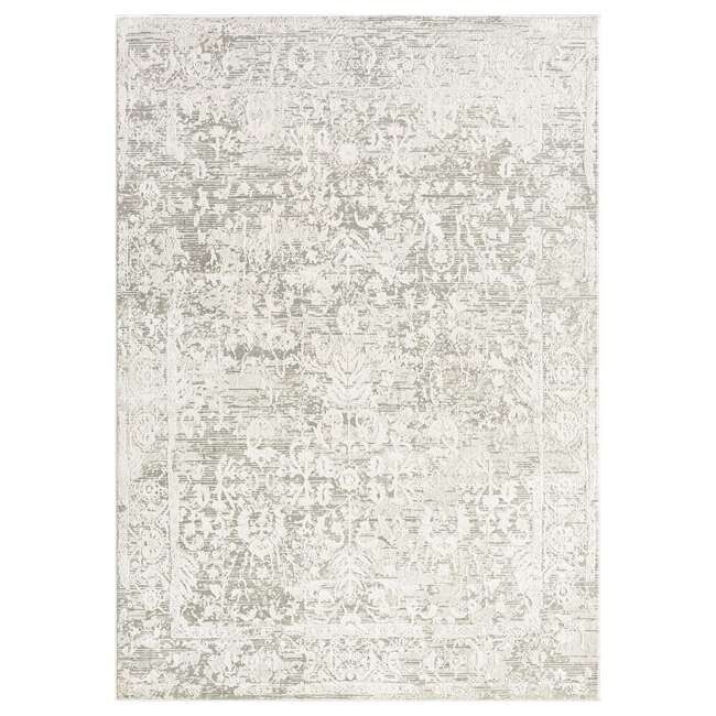 Gabriella Grey and Ivory Distressed Floral Rug