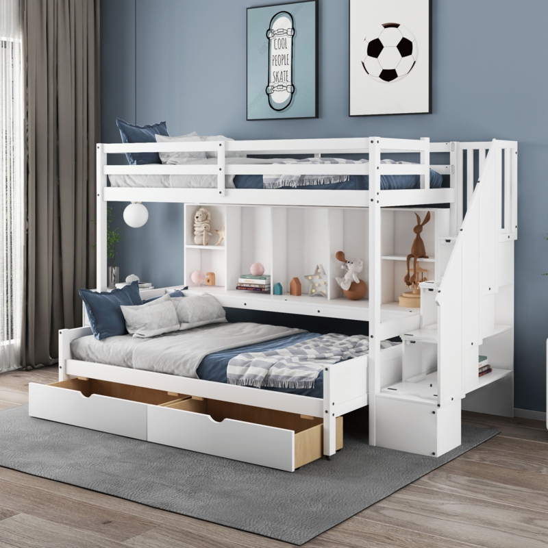 Twin Over Full Bunk Bed With Stairs - Foter