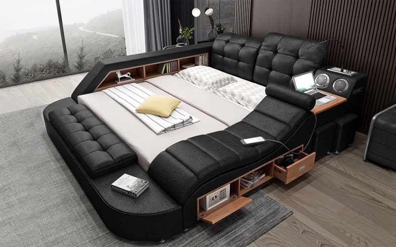Hariana Tech Smart Ultimate Italian Leather Bed Upholstered Bed