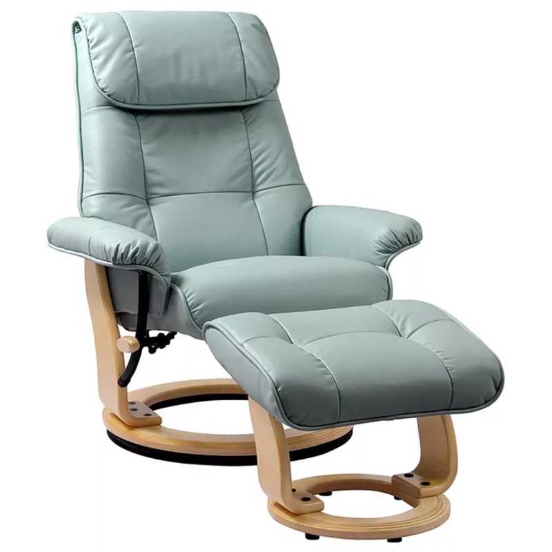 Hershman Leather Swivel Recliner with Ottoman