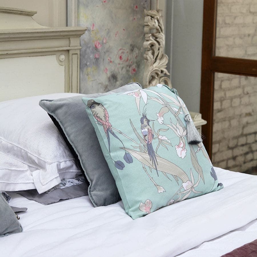 Housse de coussin en coton bleu 40x40