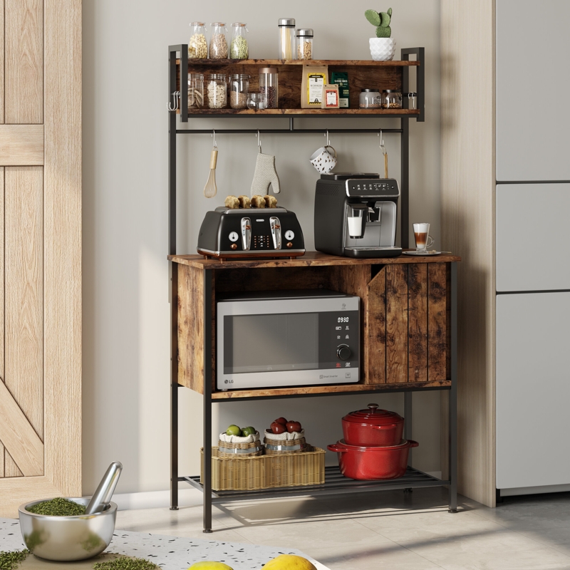 Humayd 33.9'' Wood Standard Baker's Rack with Microwave Compatibility
